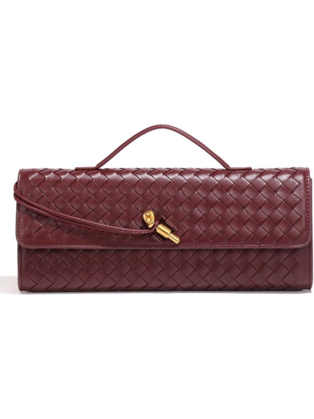 Women's Burgundy Clutch Trendy Slouchy Woven Crossbody Shoulder Hobo Handbag